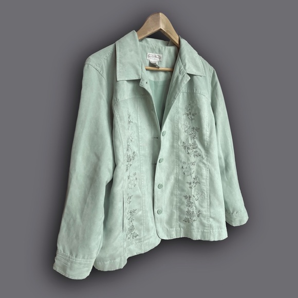 Northern Reflections Suede Feel Embroidered Button Shacket Vintage - Picture 4 of 14